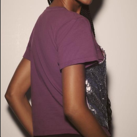 NWT Anthropologie Le Superbe Birdie Sequin Tee size L - Picture 2 of 5